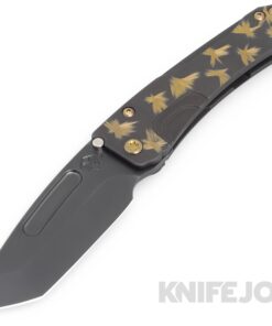 Medford Knives Slim Midi Marauder S45VN DLC Blade with Bronze BirdsofParadise Handles/ Bronze Hardware and Black BOP Clip