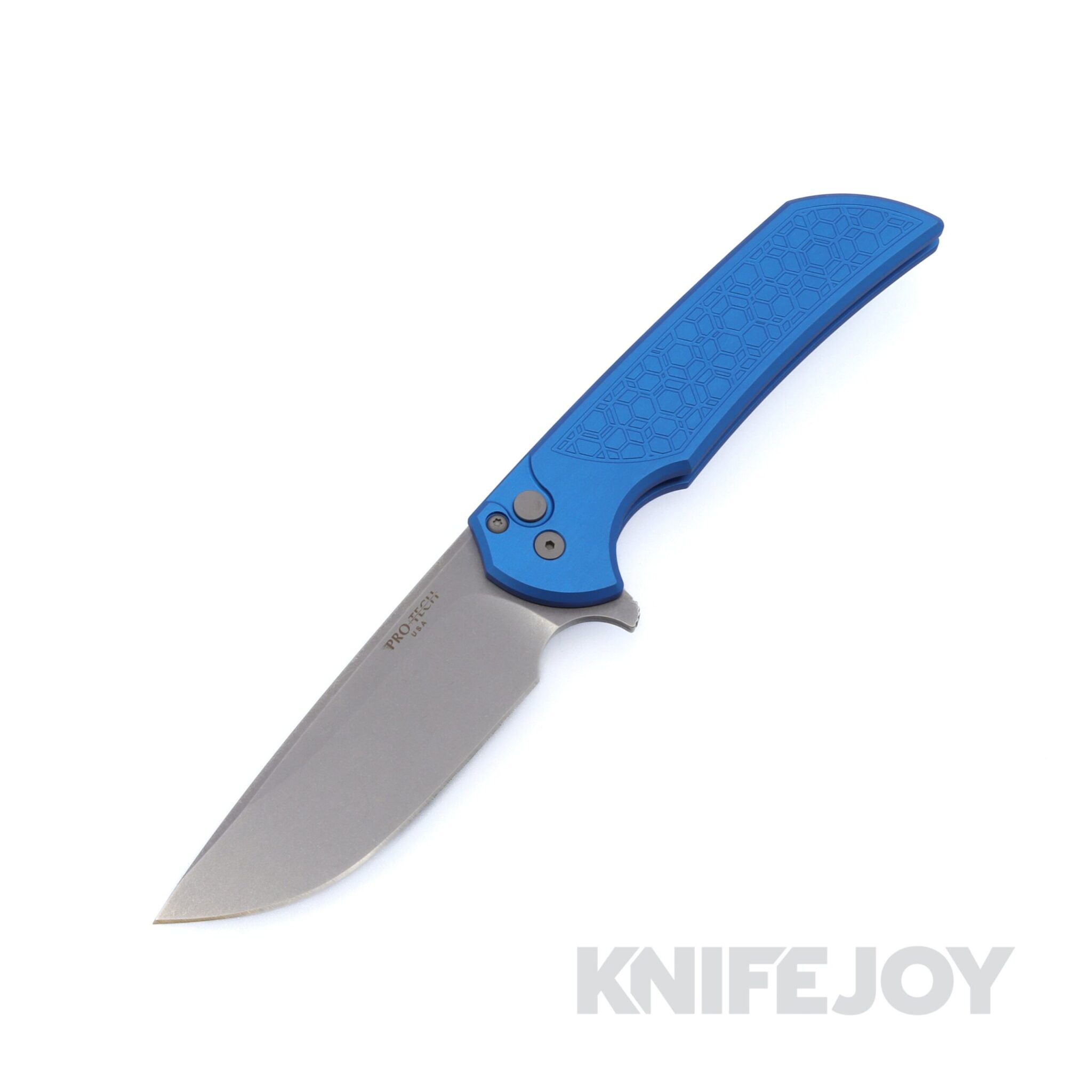 Pro-tech Knives MX105-BLUE Gridlock Mordax Flipper Stonewash Magnacut Plain Blade with Gridlock Textured Blue Handle