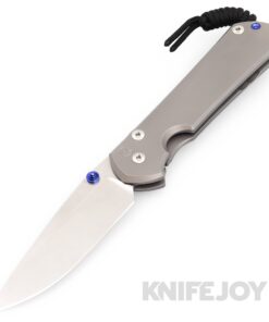 Chris Reeve Knives Large Sebenza 31 Drop Point Magnacut Double Blue Lug Blade with Plain Glass Blasted Titanium Handles
