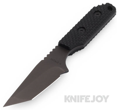 Strider Knives DB Fixed Blade Tanto Black Blade with Thin Stock Gunner Grip G10 Handles