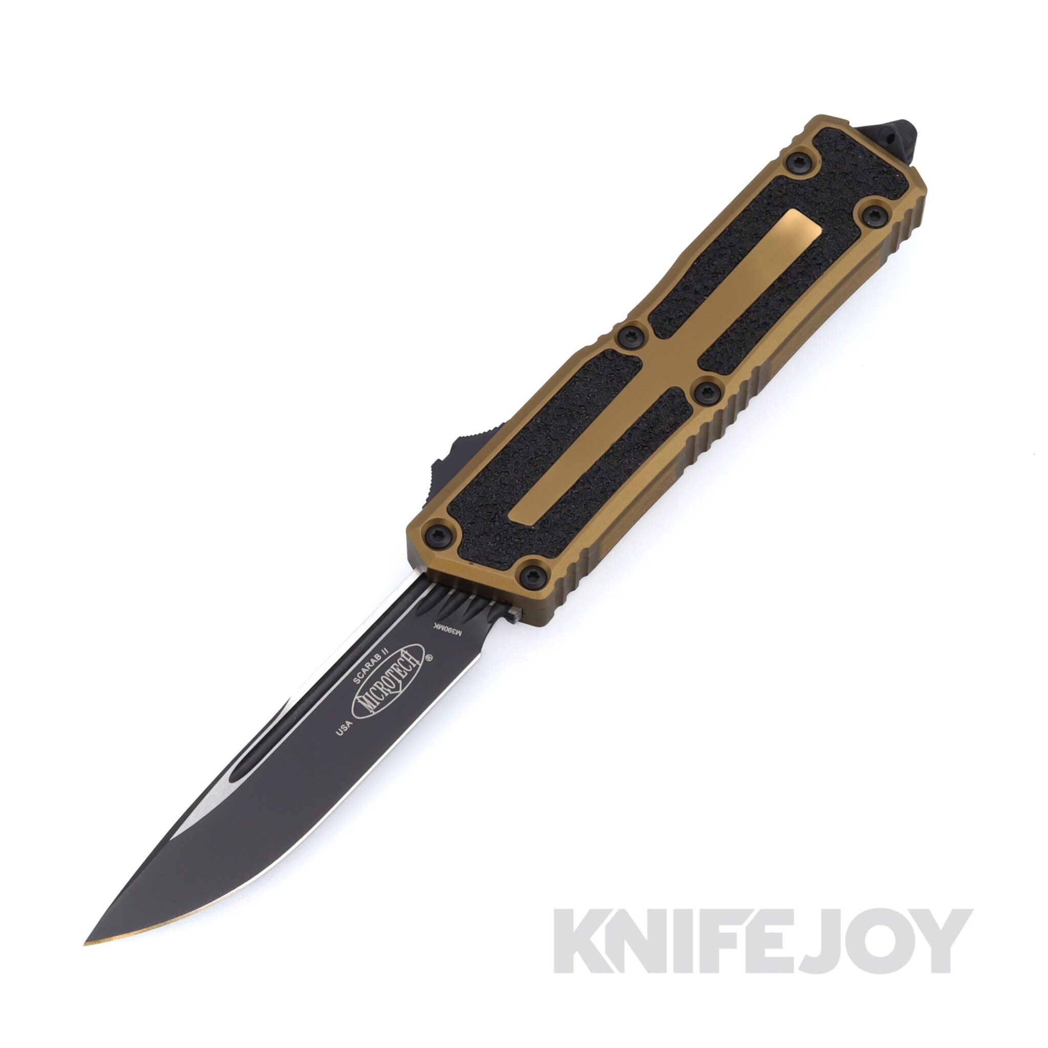 MICROTECH 1278-1TA Scarab II Gen III Auto OTF Single Edge Standard Blade with Tan Aluminum Handles
