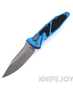 MICROTECH 160A-10APBL SOCOM Elite Auto Single Edge Apocalyptic Standard Blade with Blue Aluminum Handles