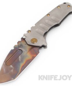 Medford Knives Praetorian "T" S45VN Vulcan Drop Point Blade with Old School Tumbled Handles/ Bronze Hardware and Clip