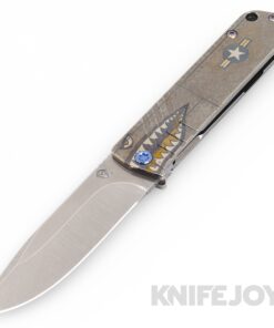 Medford Knives The Antik S45VN Tumbled Drop Point Blade with Tumbled Warthog/ Star N Bar Handles/ Blue Hardware and Clip