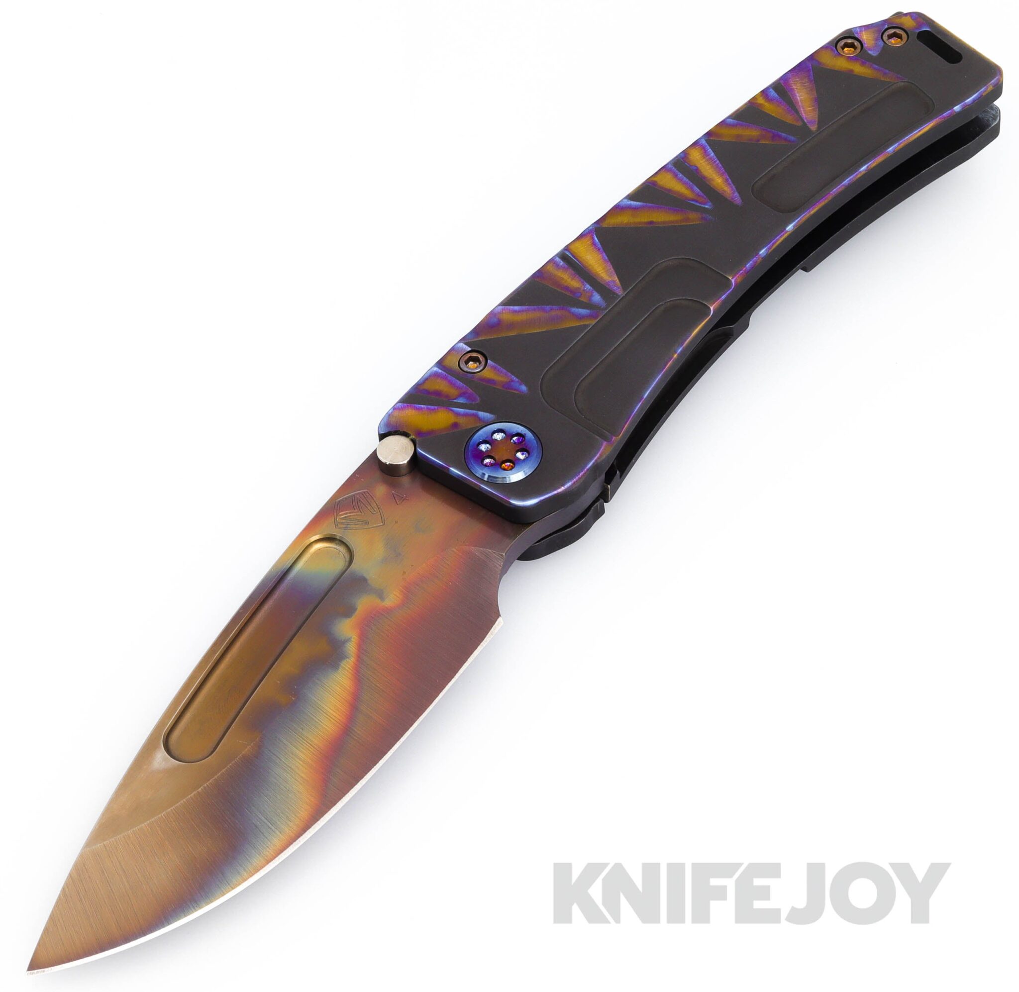 Medford Knives Marauder-H S45VN Vulcan Drop Point Blade with PVD Black Ano/ Show Lights Handles/ Flamed Hardware and Clip