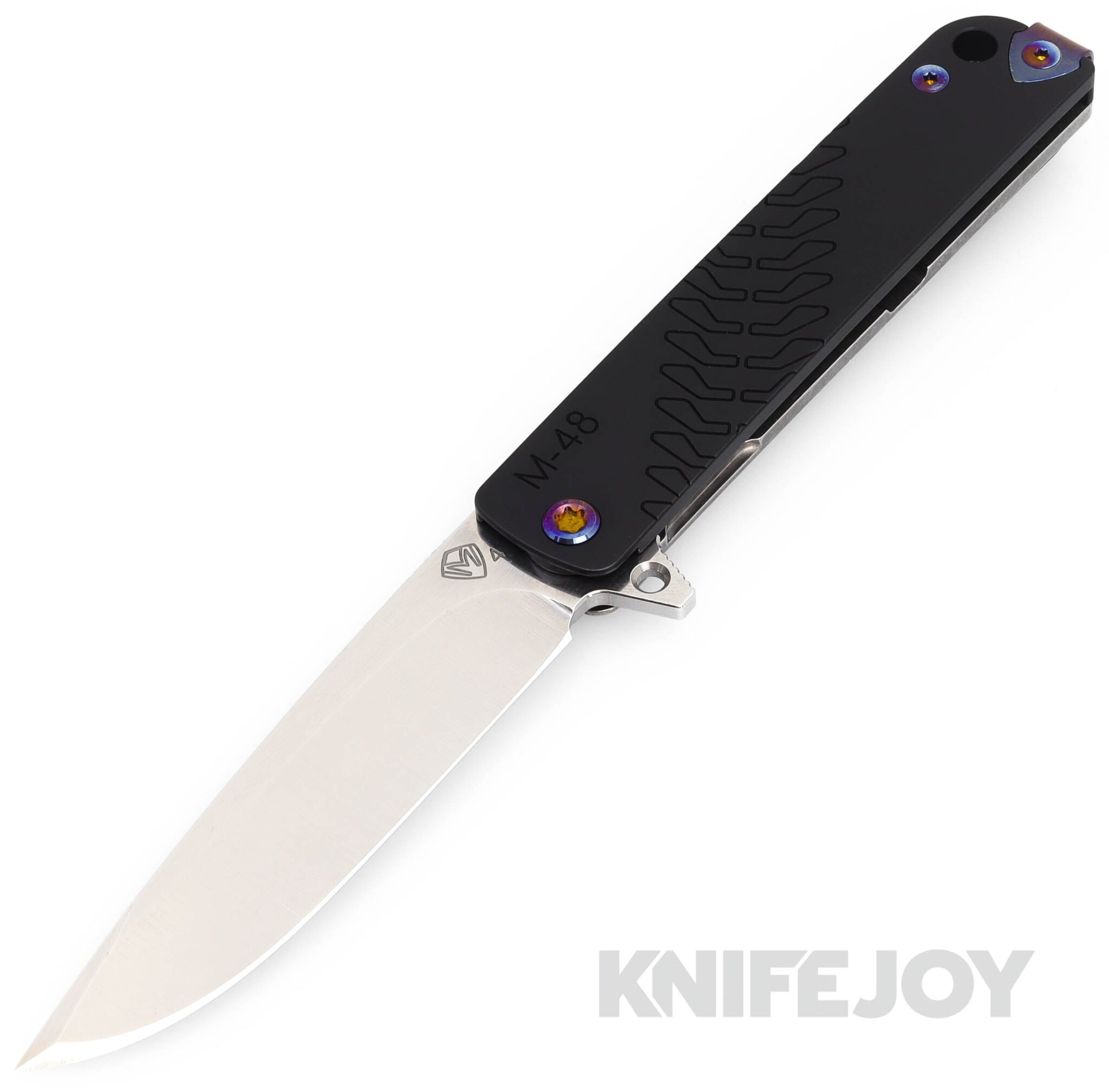 Medford Knives M-48 S45VN Tumbled Blade with Black Handle/ Tumbled Spring/ Flamed Hardware and Clip