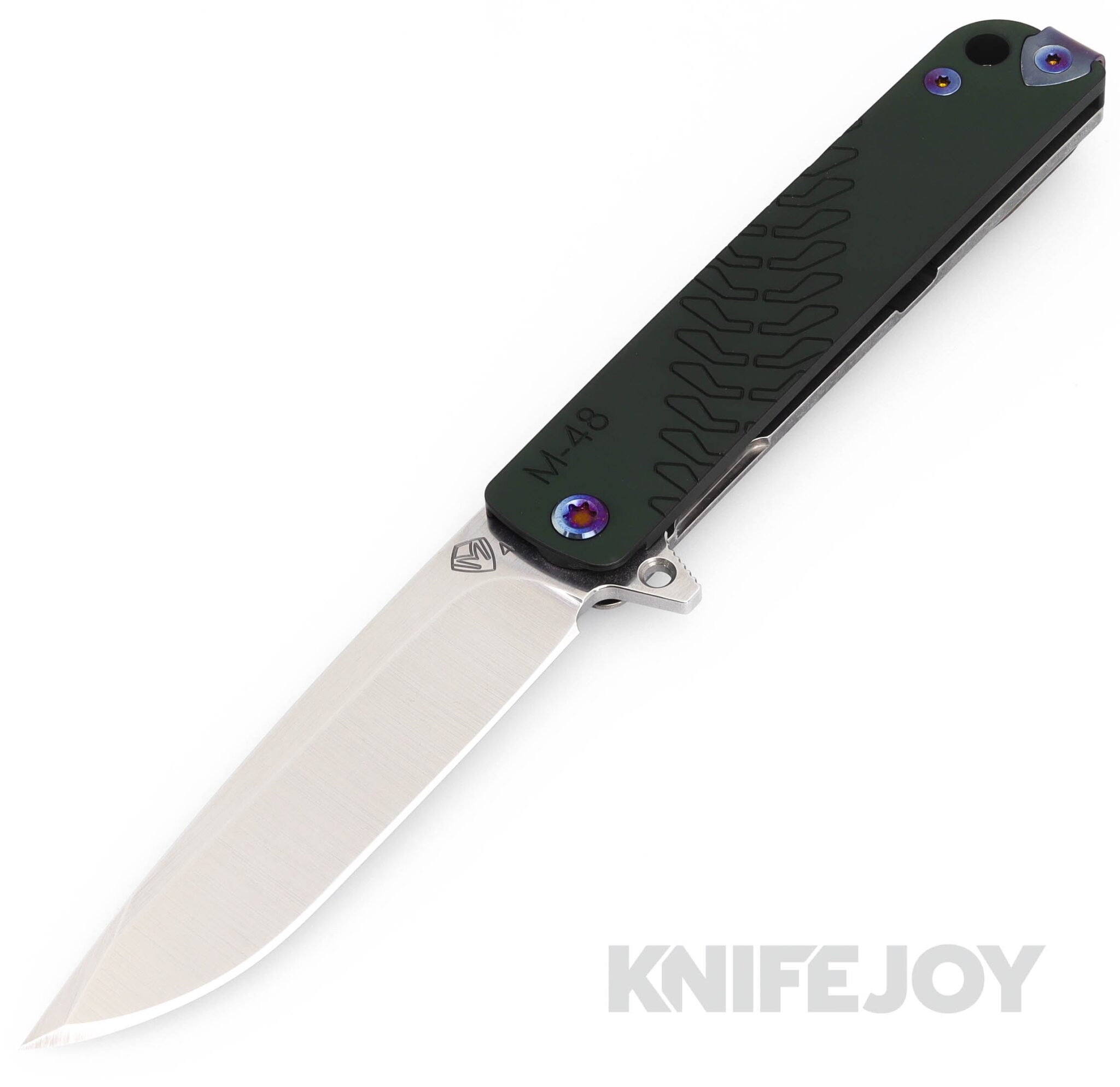 Medford Knives M-48 S45VN Tumbled Blade with Green Handle/ Tumbled Spring/ Flamed Hardware and Clip