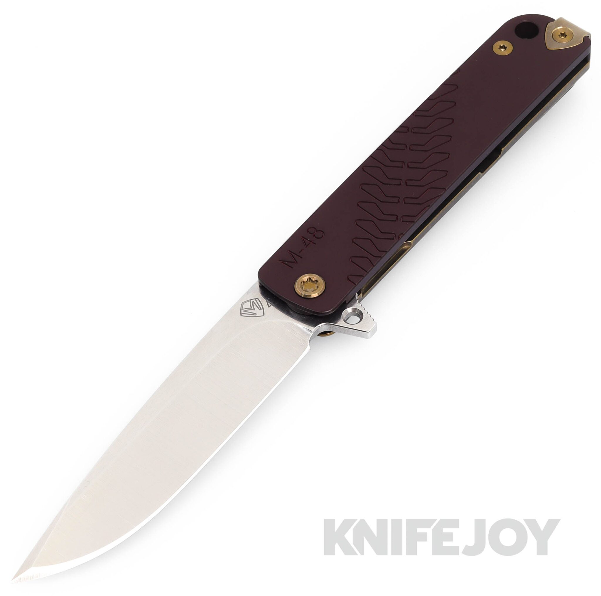 Medford Knives M-48 S45VN Tumbled Blade with Red Handle/ Bronze Spring/ Bronze Hardware and Clip