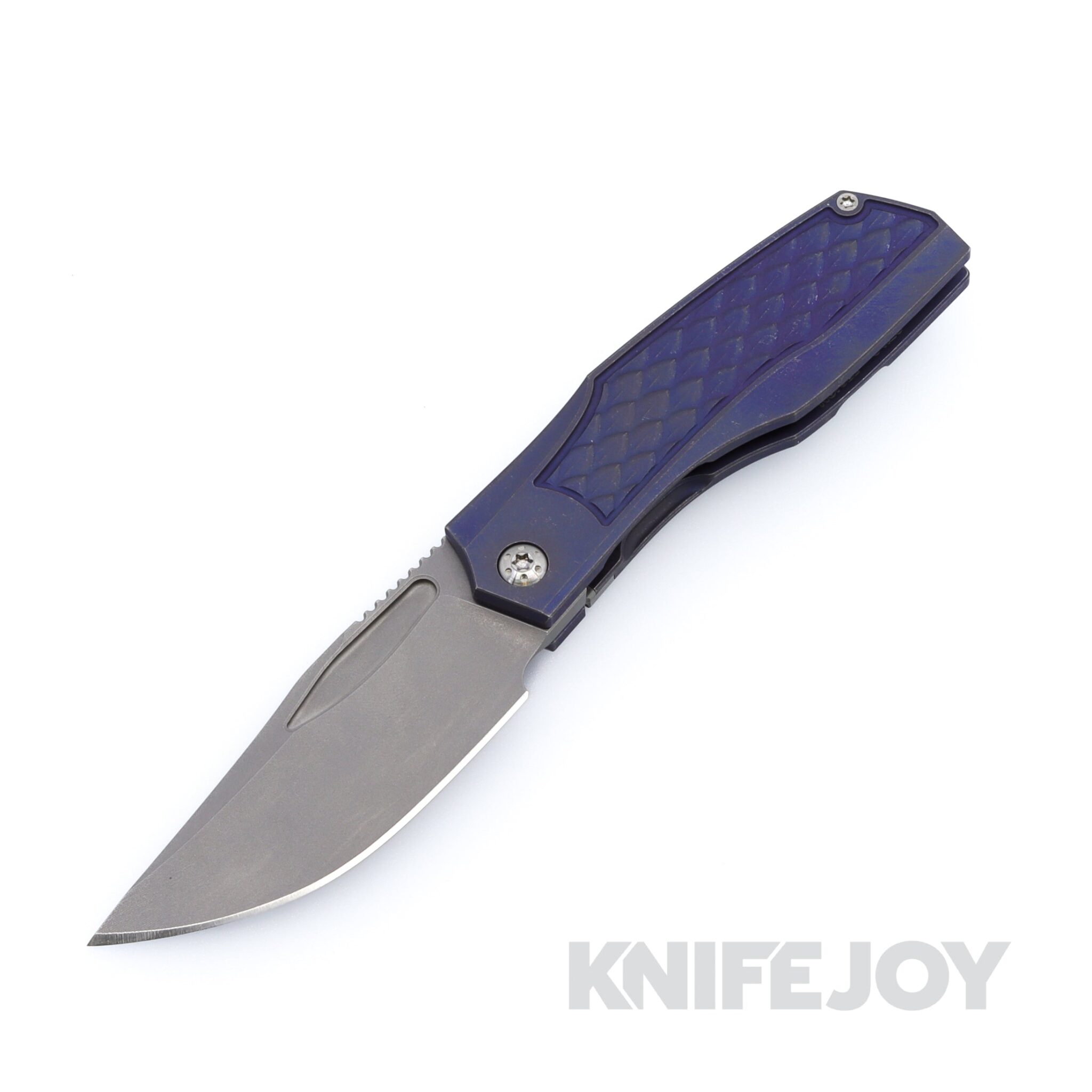 Prince Customs Protean Folder Knife 20CV Blade with Exclusive Dragon Scale Textured Blue Handles