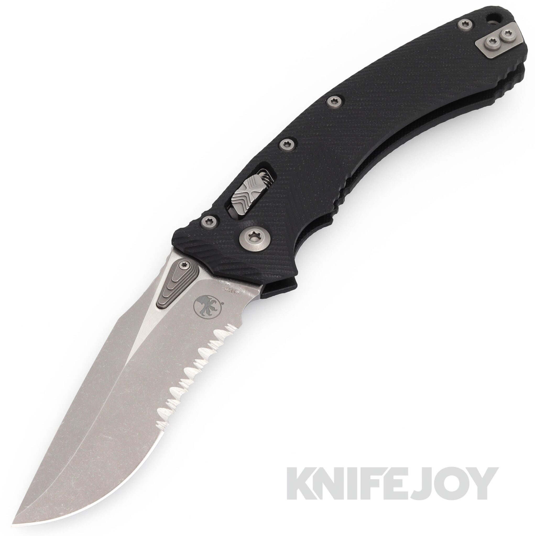 MICROTECH 137RL-11APFLGTBK Amphibian RAM-LOK Folder Apocalyptic Partially Serrated Blade with Fluted Black G10 Handles