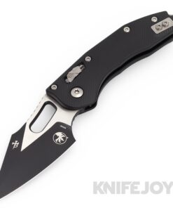 MICROTECH 169RL-1FL Borka Stitch RAM-LOK Folding Knife Black Standard Blade with Fluted Black Type III Aluminum Handles