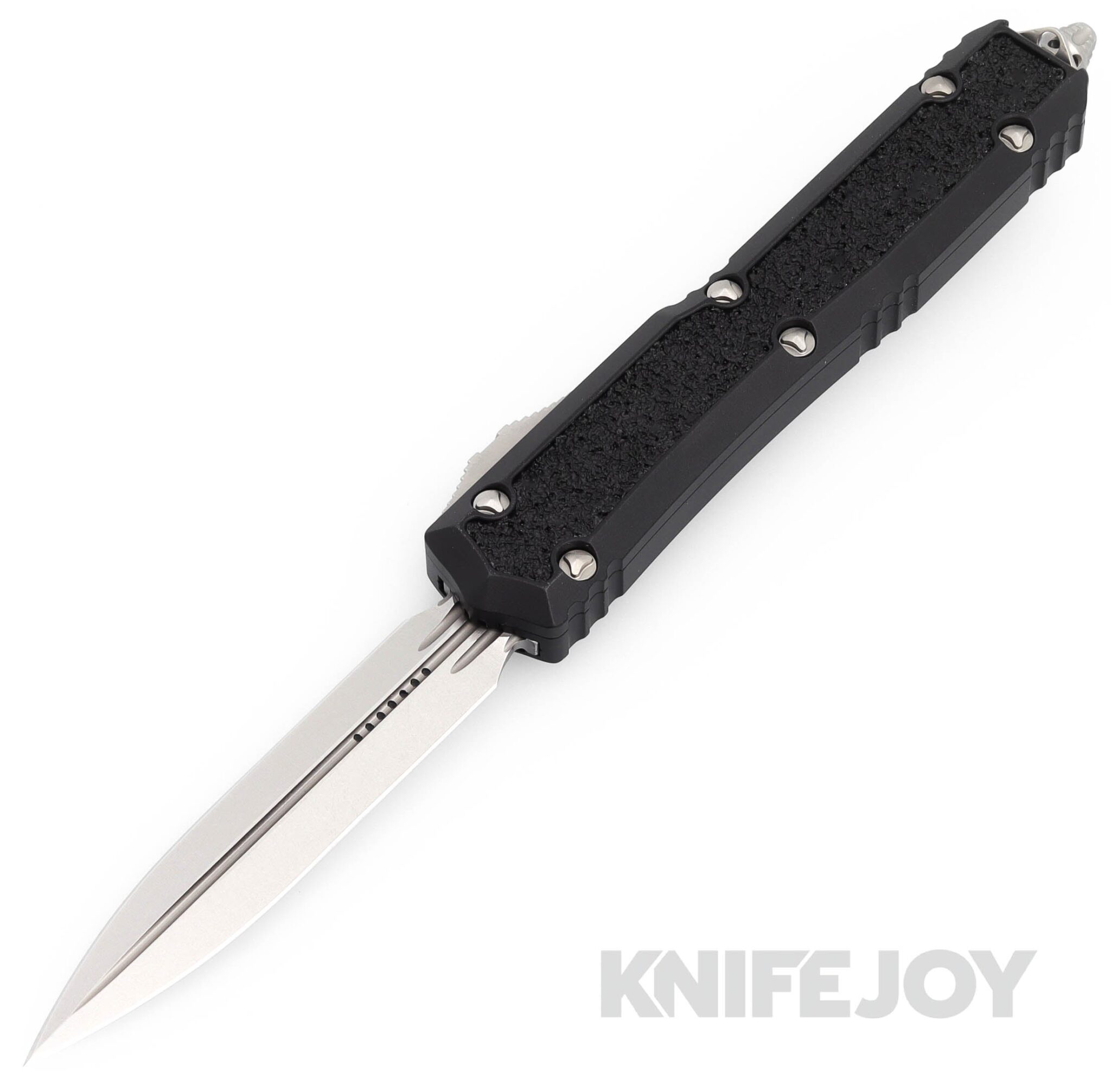 MICROTECH 206-10S Makora Double Edge OTF Auto Signature Series Standard Blade with Nickel Boron Internals/ Black Grip Aluminum Handles