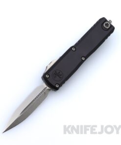MICROTECH 1232-10 UTX-85 GEN III OTF Auto Double Edge Stonewash Blade with Black Aluminum Handles