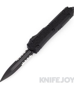 MICROTECH 206-2TS Makora Double Edge OTF Auto Signature Series Tactical Partial Serrated Blade with Nickel Boron Internals/ Black Grip Aluminum Handles