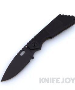 Mick Strider Knives SMF Black Top Swedge Grind PD#1 Blade with Black Flag Engraved Aluminum / Titanium Handle