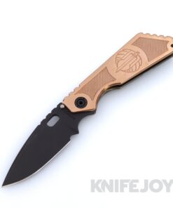 Mick Strider Knives SMF with Black PD1 Blade and Engraved Copper / Heat Treated Titanium Handle