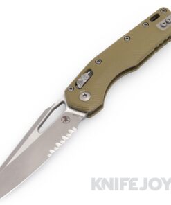 MICROTECH Standard Issue 210-11APFLGTOD MSI Ram Lock Folder Single Edge Apocalyptic Partial Serrated Blade with Fluted G10 OD Green Handles