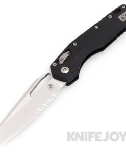 MICROTECH Standard Issue 210-11FLGTBK MSI Ram Lock Folder Single Edge Stonewash Partial Serrated Blade with Fluted Black G10 Handles