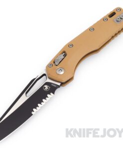 MICROTECH Standard Issue 210-2FLGTTA MSI Ram Lock Folder Single Edge Partial Serrated Blade with Fluted Tan G10 Handles
