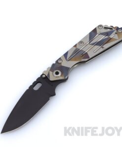 Mick Strider Knives Performance Series SMF Black Blade with Battleship Laser Titanium Handle