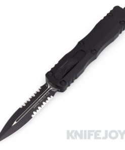 MICROTECH 227-2T Dirac Delta OTF Auto Double Edge Tactical Partial Serrated Blade with Black Aluminum Handles