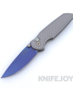 Pro-tech Knives PT-BSA25.INT.1 Tactical Response 3 Integrity BLADE Show 2025 Double Thumbstud Manual Sapphire Blue PVD S35VN Blade with Relic Textured Battle Worn Grey Aluminum Handles / Abalone Button / Wide Deep Carry Clip