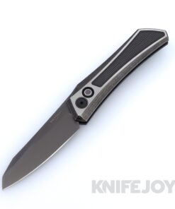 Pro-tech Knives PT-OLIGARCH 2025 Custom 003 Sinkevich Oligarch Auto Custom.003 Smoky Grey DLC Blade with Two-Tone Stainless Steel Weave-Textured Handles and Pearl Button