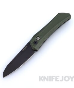 Pro-tech Knives BSA25.Oligarch.1 Sinkevich Design Oligarch Auto DLC Magnacut Blade with Green Aluminum Handles / Black Lip Pearl Button / Black Hardware and Clip