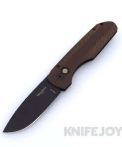 Pro-Tech BSA25.VERO.1 Synapse DLC Magnacut Blade with Black Thick Back Aluminum Handle / Burlap Canvas Micarta Lid / Mosaic Button / Vero Ti Clip