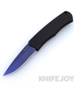 Pro-tech Knives BR-1 SB Auto Magic Whiskers Black Handle with Textured Black Bolster and Sapphire Blue 154CM Blade