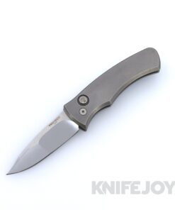Pro-Tech Knives 2025 Duke Custom 002 Auto Mike Irie Hand-Ground Compound Mirror Blade with Heat-Treated 17-4 Steel Handles and Black Lip Pearl Button / Satin Hardware / Ti Clip