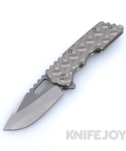 Attn2Detail Mercantile Knives Custom Medium MK2 Two-Tone Drop Point Magnacut Blade with Stonewash Titanium Treadplate Handles