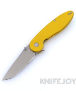 American Blade Works Model 1 V7 Flipper Stonewash Drop Point Magnacut Blade with Yellow G10 Handles