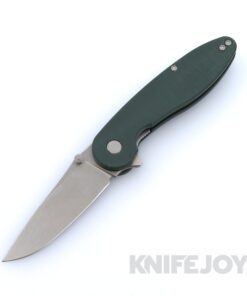 American Blade Works Model 1 V7 Flipper Stonewash Drop Point Magnacut Blade with Dark Green G10 Handles