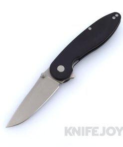 American Blade Works Model 1 V7 Flipper Stonewash Drop Point Magnacut Blade with Black G10 Handles