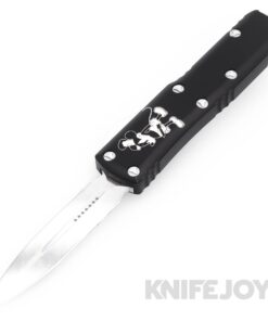 MICROTECH 232-1SB UTX-85 II OTF Auto Signature Series Double Edge Steam Boat Willie Standard Blade with Black Aluminum Handles