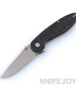 American Blade Works Model 1 V7 Flipper Stonewash Drop Point Magnacut Blade with Dusty Black Micarta Handles