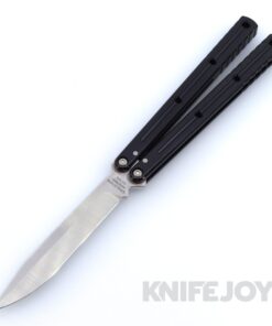 Squid Industries Knives Krake Raken Weehawk Balisong Butterfly Knife Satin Blade with Inked Black Handles
