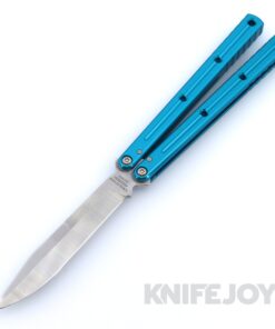 Squid Industries Knives Krake Raken Weehawk Balisong Butterfly Knife Satin Blade with Teal Handles