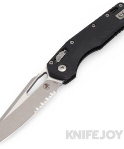MICROTECH Standard Issue 210-11APFLGTBK MSI Ram Lock Folder Single Edge Apocalyptic Partial Serrated Blade with Fluted Black G10 Handles