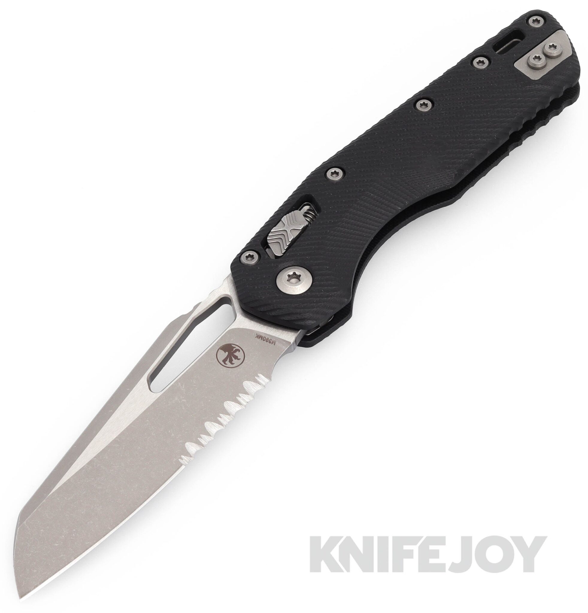 MICROTECH Standard Issue 210-11APFLGTBK MSI Ram Lock Folder Single Edge Apocalyptic Partial Serrated Blade with Fluted Black G10 Handles