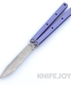 Squid Industries Knives Krake Raken Weehawk Balisong Butterfly Knife Satin Blade with Lavender Handles