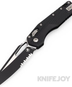 MICROTECH Standard Issue 210T-2PMBK MSI Ram Lock Folder Single Edge Partially Serrated Black Blade with Black Injection Molded Tri-Grip Handles/ Beadblast Hardware