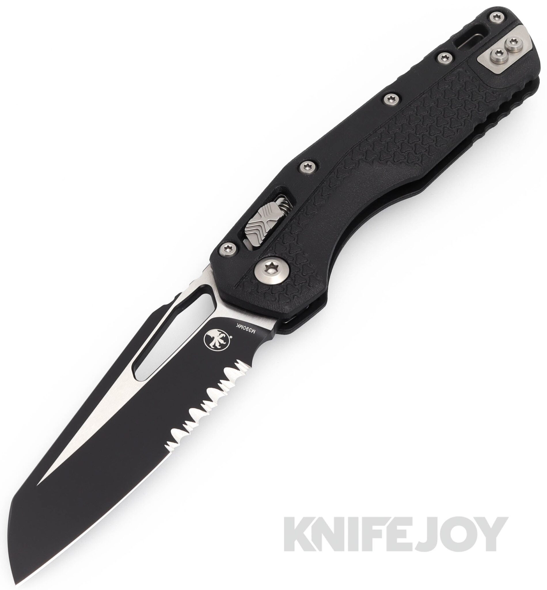 MICROTECH Standard Issue 210T-2PMBK MSI Ram Lock Folder Single Edge Partially Serrated Black Blade with Black Injection Molded Tri-Grip Handles/ Beadblast Hardware