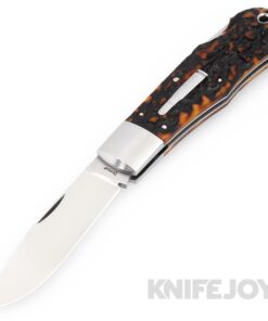 Jim Dunlap Custom Knives Remington 1306 Slip Joint CPM 154 Blade with Amber Stag Handles