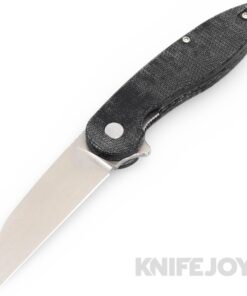 American Blade Works Model 1 V6 Flipper Stonewash Wharncliffe Magnacut Blade with Black Micarta Handles