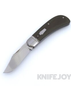 Enrique Pena Custom Slipjoint Lanny's Clip Plain Satin Blade with Green Micarta Scales