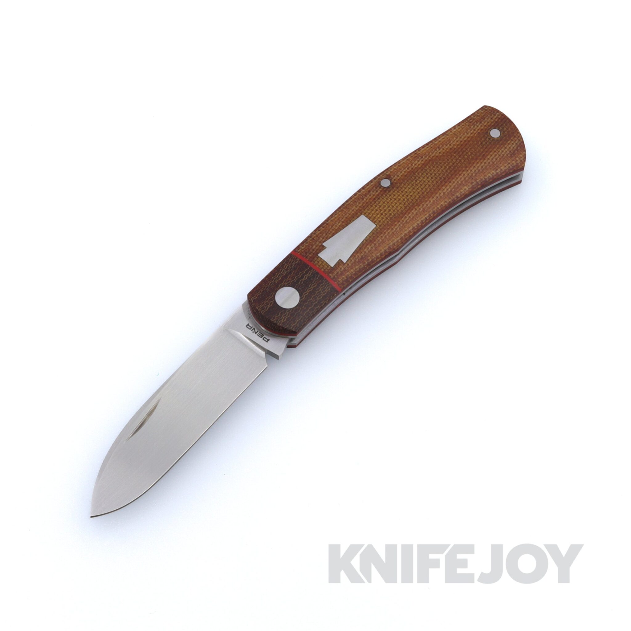 Enrique Pena Custom Slipjoint Plain Satin Blade with Light Brown Micarta Scales and Dark Brown Bolsters