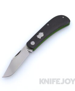 Enrique Pena Custom Lanny's Clip Plain Satin Blade with Carbon Fiber Scales and Green Linerl