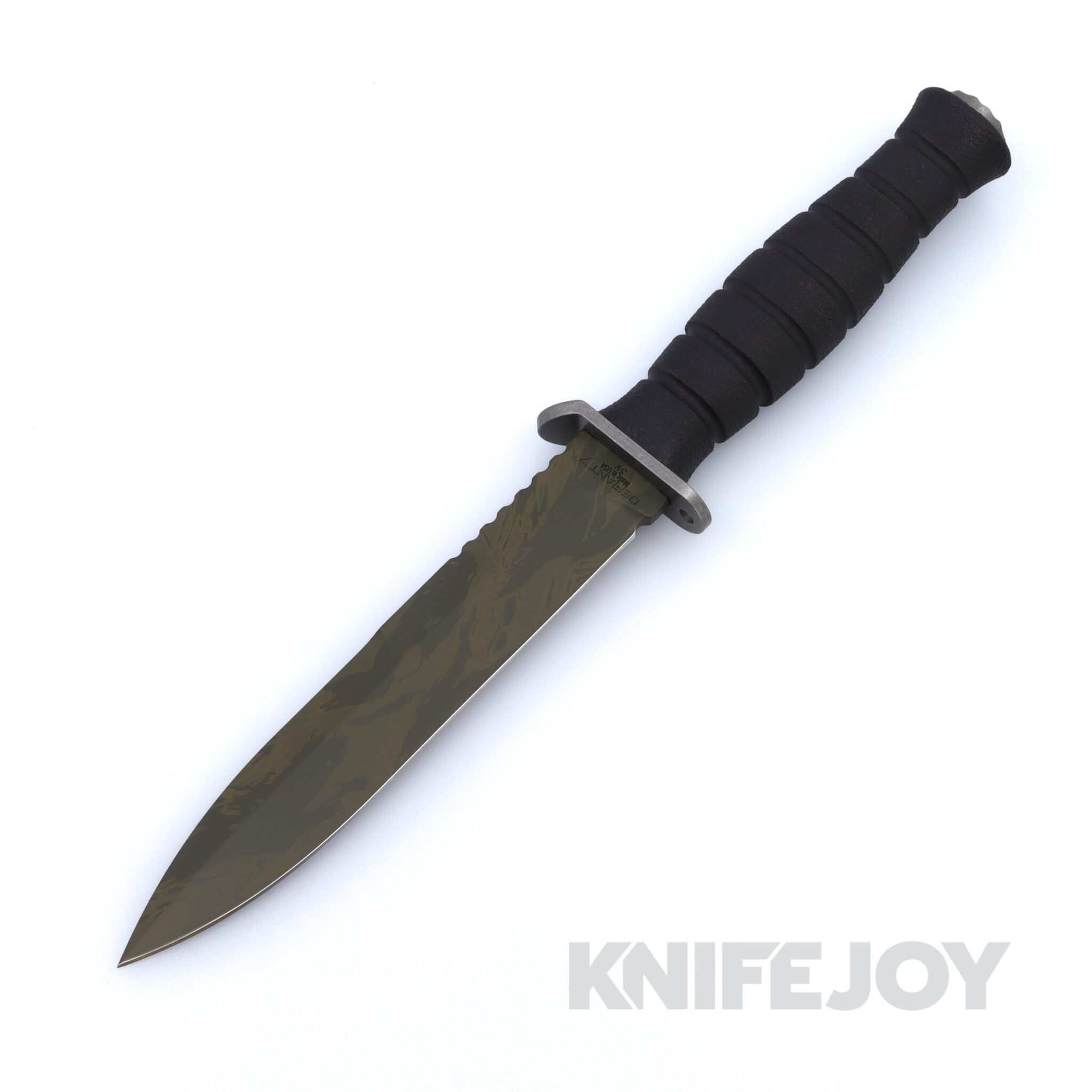 Defiant 7 Knives M320 Tiger Stripe Cerakote 3V Blade with Black Polymer Handles